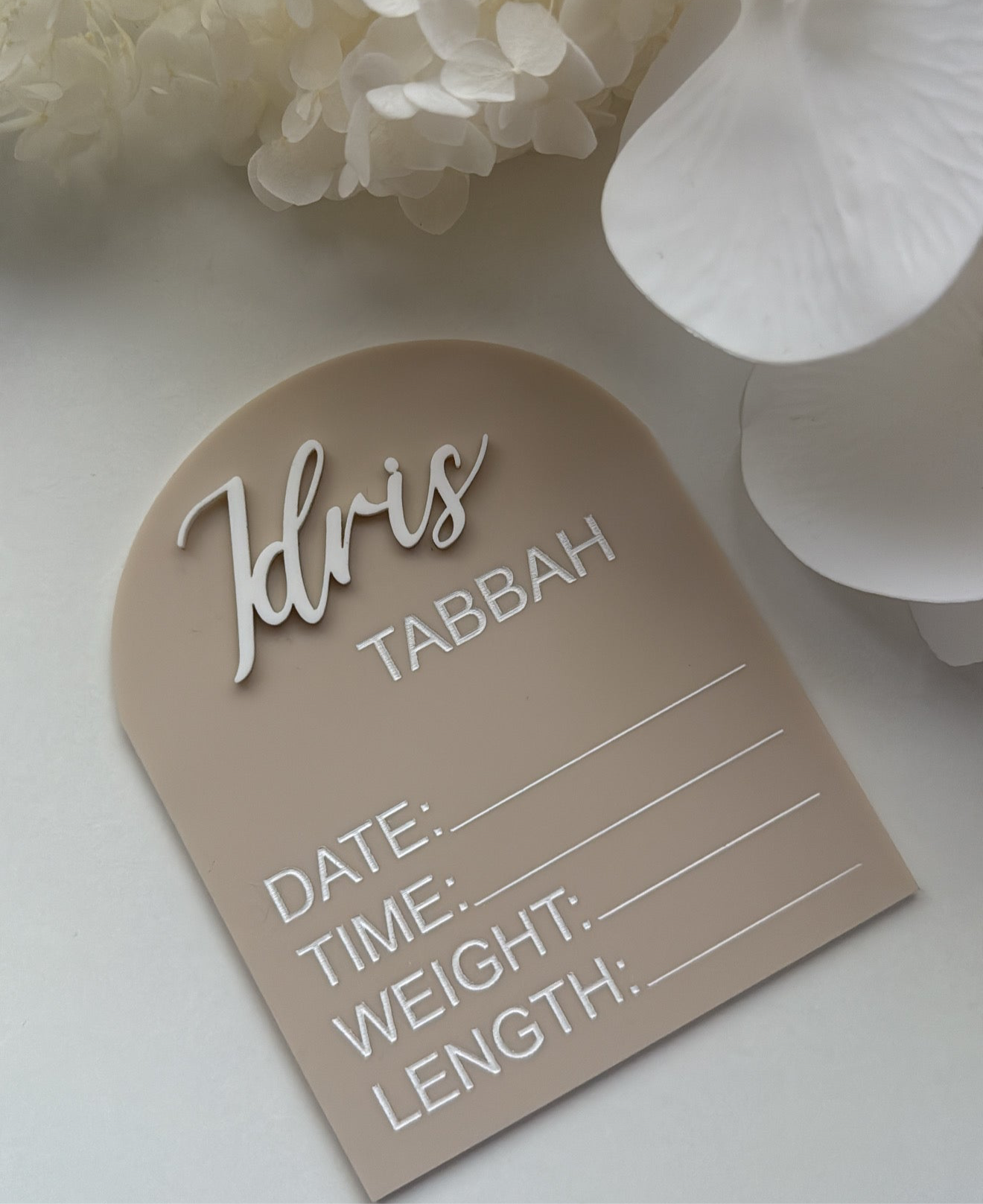 Birth detail plaque