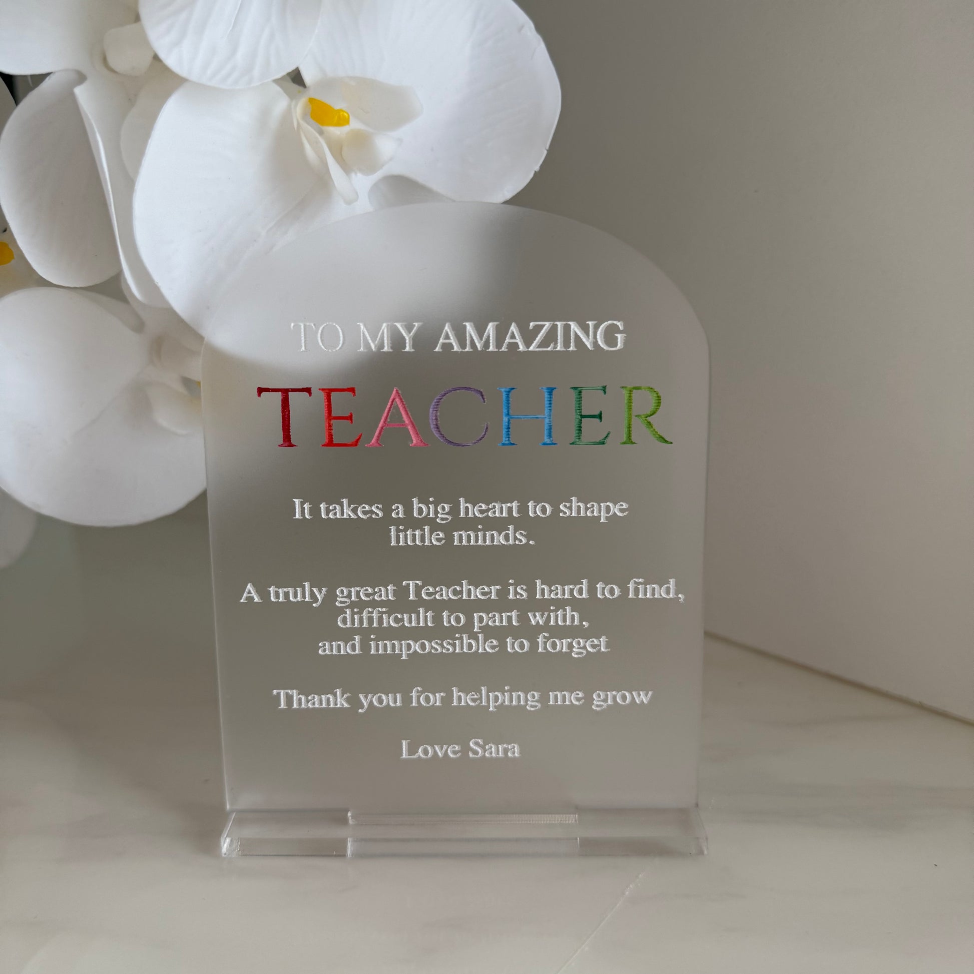 Teacher gift plaque